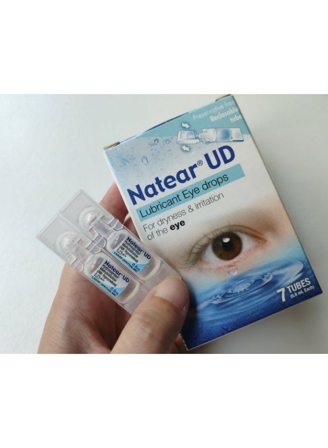 قطرات ناتير يو دي المرطبة للعين - قوارير للاستخدام الفردي خالية من المواد الحافظة، 7 أنابيب لتخفيف جفاف العين - Image 1